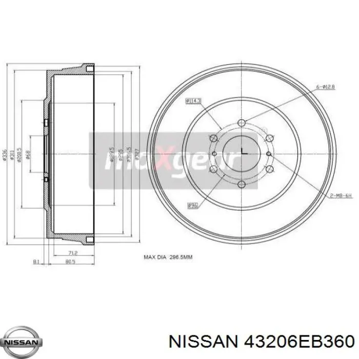 Comprar 43206EB360 Nissan/Infiniti Tambor de freno trasero
