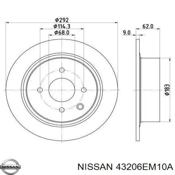Disco de freno trasero Nissan/Infiniti 43206EM10A precio, desde 44,05 EUR