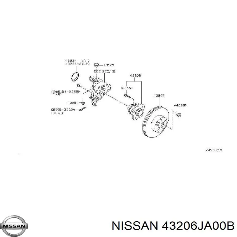 43206JA00B Nissan disco de freno trasero