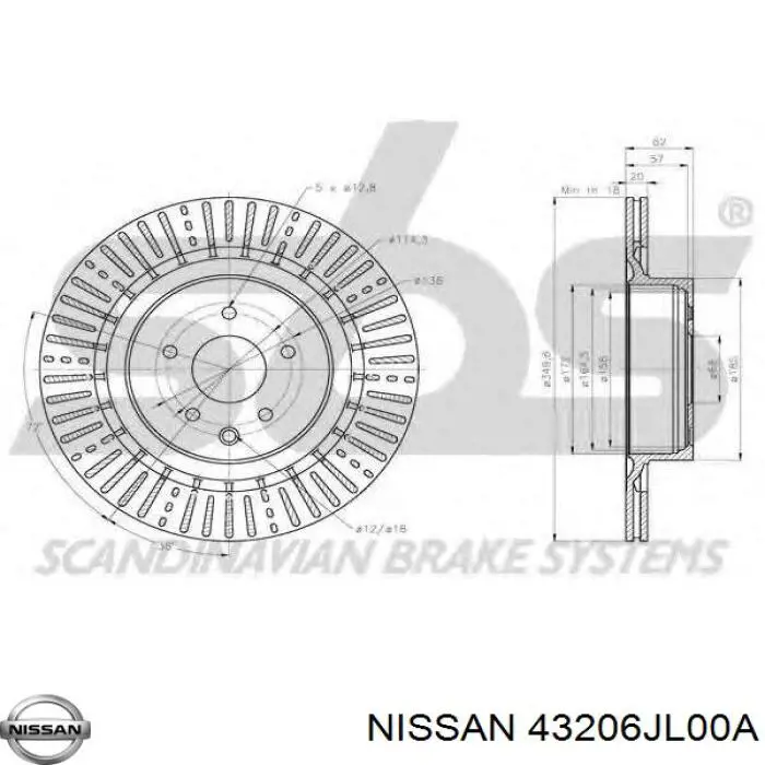 Comprar 43206JL00A Nissan/Infiniti Disco de freno trasero