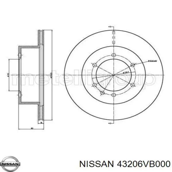 43206VB000 Nissan disco de freno trasero