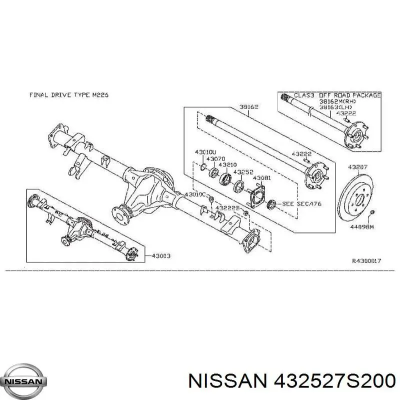 432527S200 Nissan/Infiniti Retén del semieje trasero