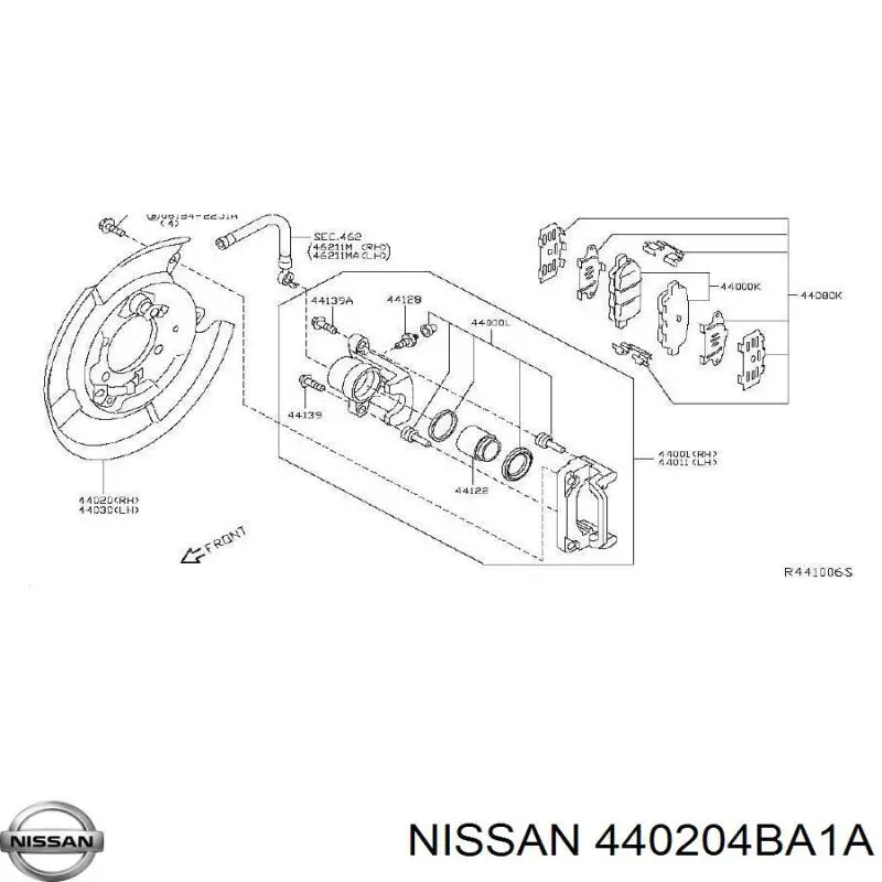 440204BA1A Nissan chapa protectora contra salpicaduras, disco de freno trasero derecho