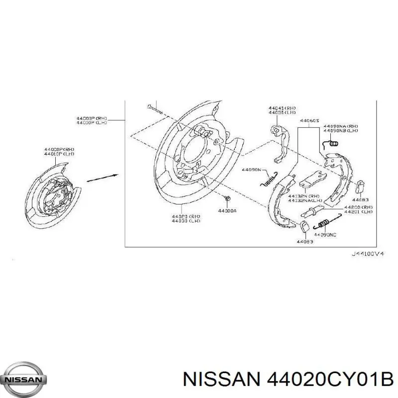 44020CY01B Nissan chapa protectora contra salpicaduras, disco de freno trasero derecho