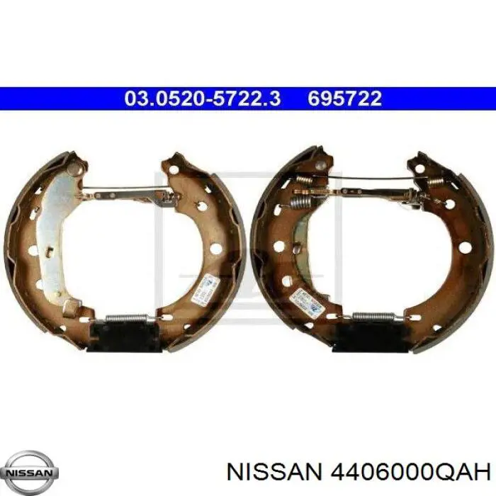 4406000QAH Nissan kit de frenos de tambor, con cilindros, completo