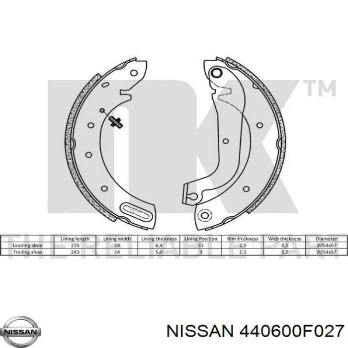 Comprar 440600F027 Nissan/Infiniti Zapatas de freno