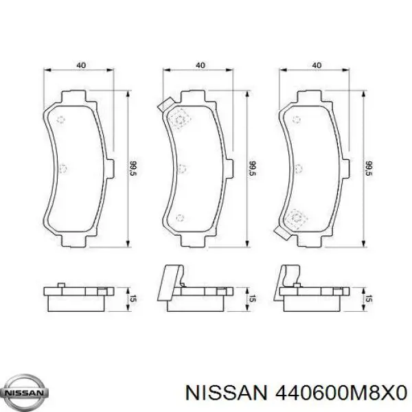 440600M8X0 Nissan pastillas de freno traseras