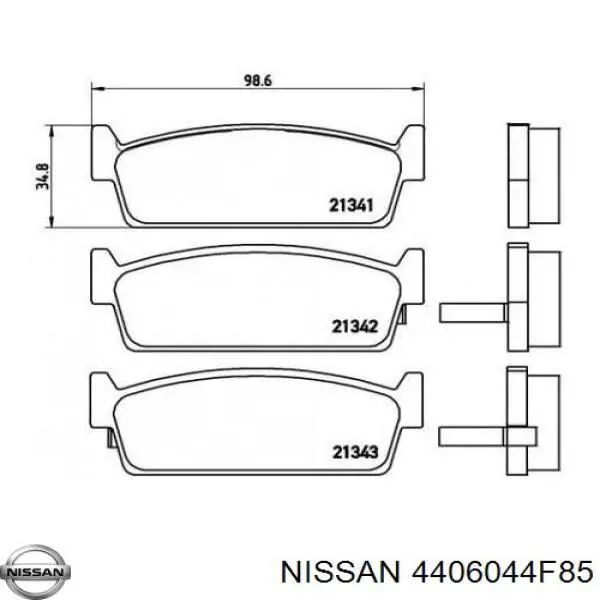Comprar 4406044F85 Nissan/Infiniti Pastillas de freno traseras