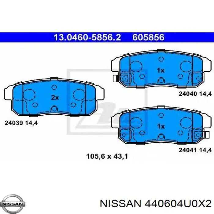 440604U0X2 Nissan/Infiniti Pastillas freno traseras
