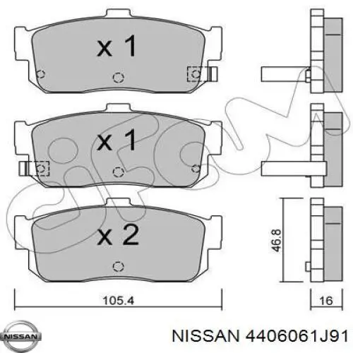 4406061J91 Nissan pastillas de freno traseras
