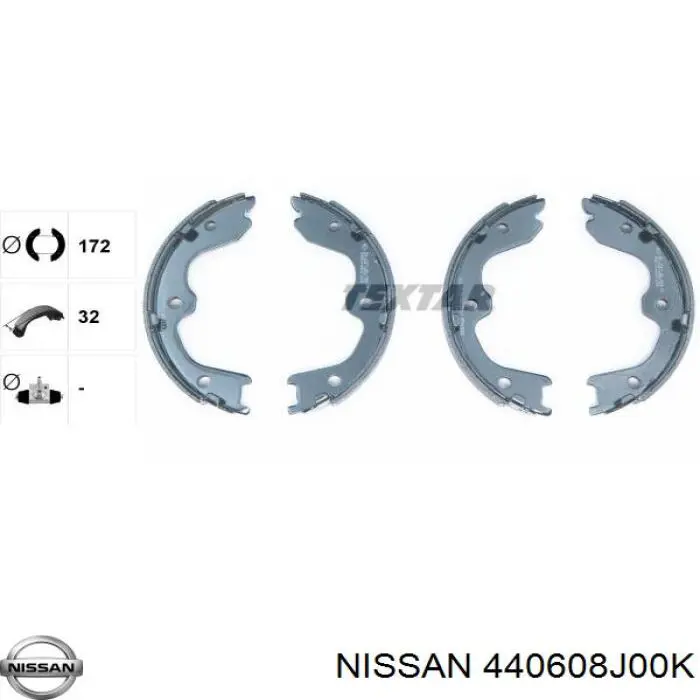 Zapatas de freno de mano Nissan/Infiniti 440608J00K precio, desde 30,37 EUR