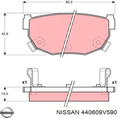 440609V590 Nissan pastillas de freno traseras