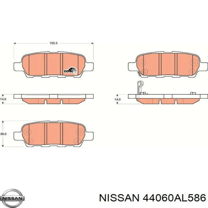 44060AL586 Nissan pastillas de freno traseras