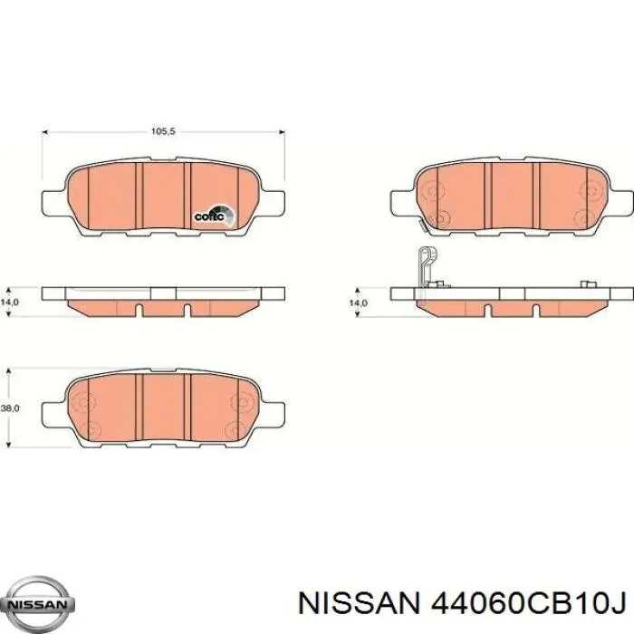 Comprar 44060CB10J Nissan/Infiniti Pastillas de freno traseras