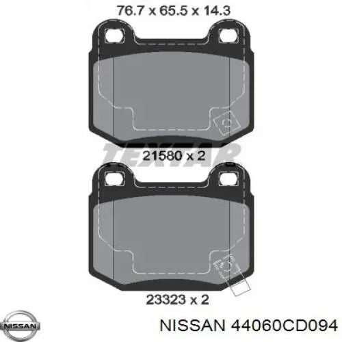44060CD094 Nissan pastillas de freno traseras