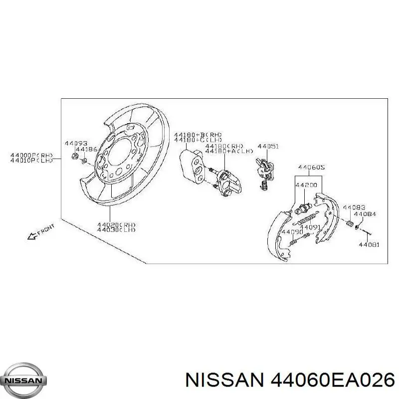 Comprar 44060EA026 Nissan/Infiniti Juego de zapatas de frenos, freno de estacionamiento