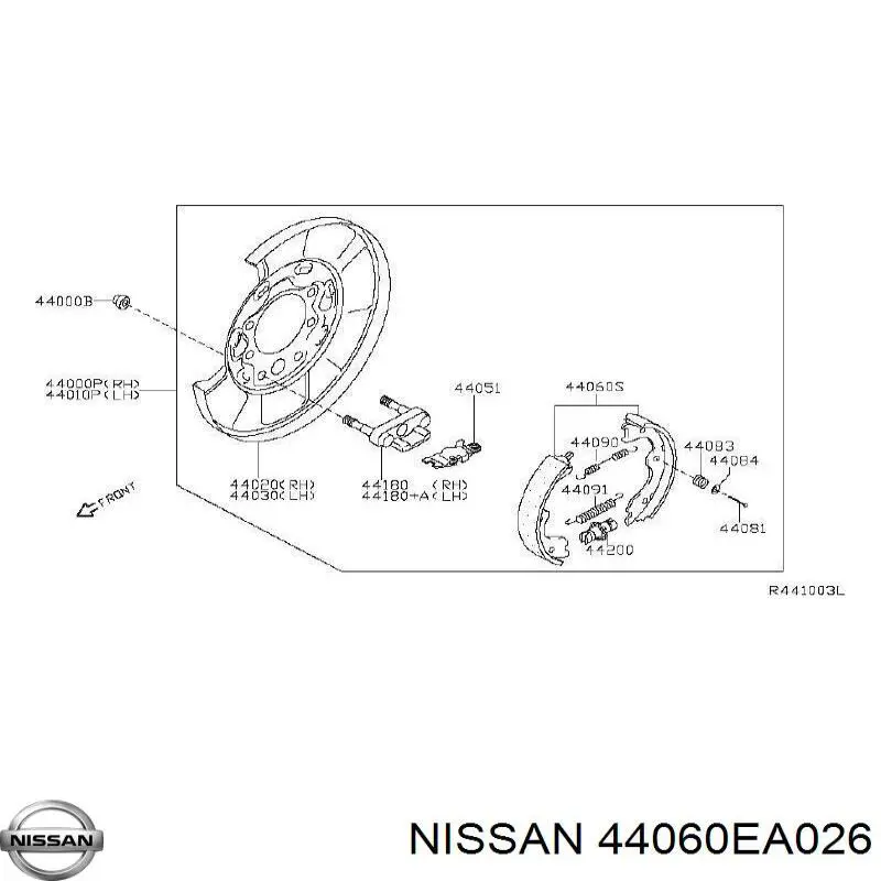 44060EA026 Nissan juego de zapatas de frenos, freno de estacionamiento