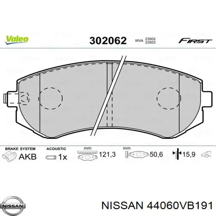 44060VB191 Nissan pastillas de freno delanteras