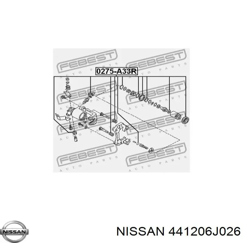 441206J026 Nissan juego de reparación, pinza de freno trasero