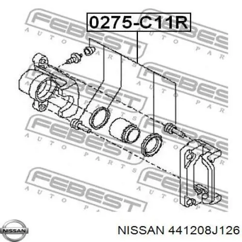 Kit de reparación, pinza de freno trasero Nissan/Infiniti 441208J126 precio, desde 9,23 EUR