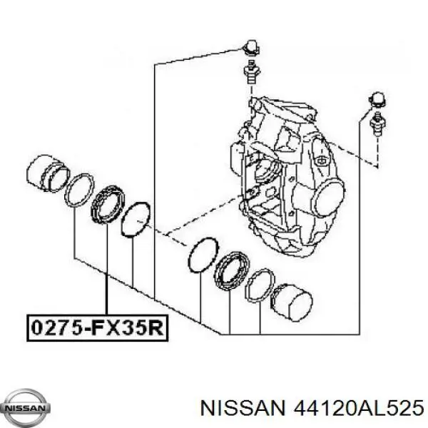 44120AL525 Nissan juego de reparación, pinza de freno trasero