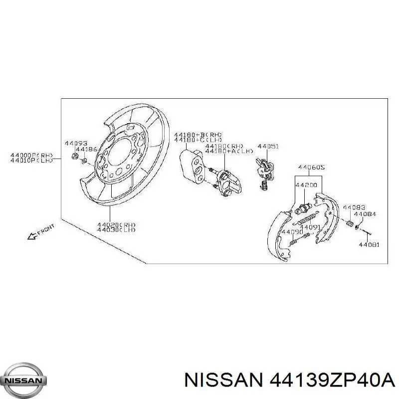 44139EA000 Nissan pasador guía, pinza del freno trasera