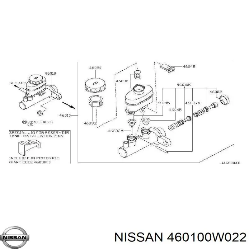 460100W022 Nissan/Infiniti Cilindro principal de frenos