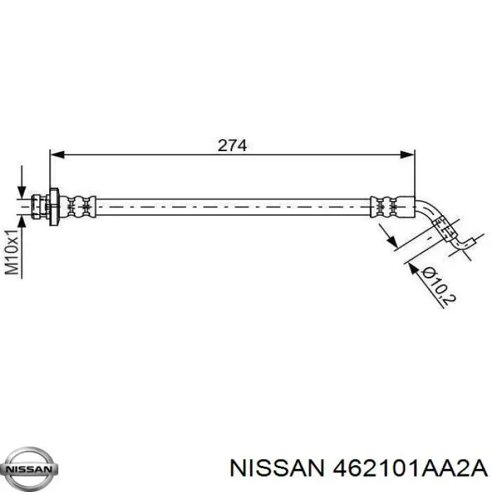 462101AA2A Nissan tubo flexible de frenos trasero