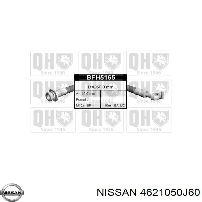 Manguera de freno delantera derecha Nissan/Infiniti 4621050J60 precio, desde 29,33 EUR