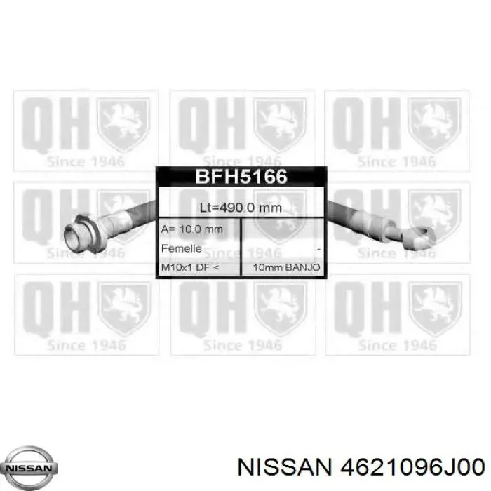 4621096J00 Nissan latiguillo de freno trasero