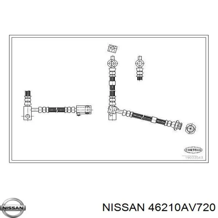 46210AV720 Nissan latiguillos de freno delantero derecho