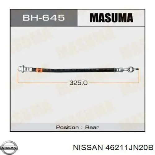 Tubo flexible de frenos delantero izquierdo para Nissan Teana (J32)