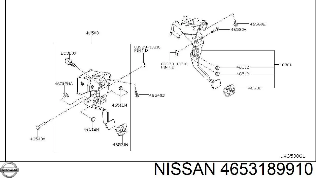 Comprar 4653189910 Nissan/Infiniti Cubierta del pedal de embrague