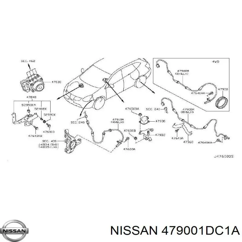 Sensor ABS trasero para Nissan X-Trail (T31)