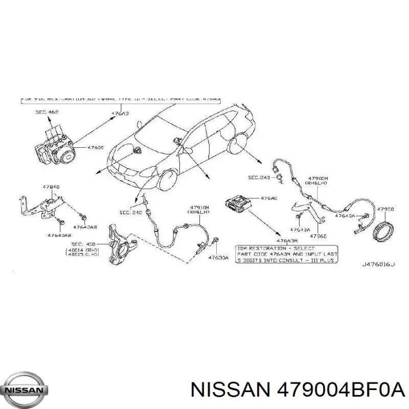 479004BF0A Nissan sensor abs trasero