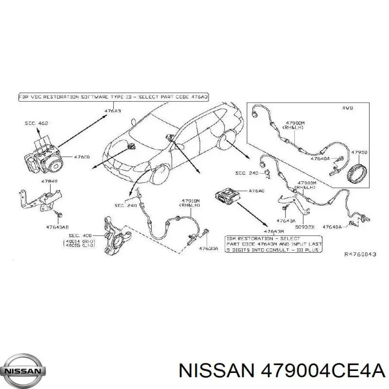 479004CE4A Nissan sensor abs trasero