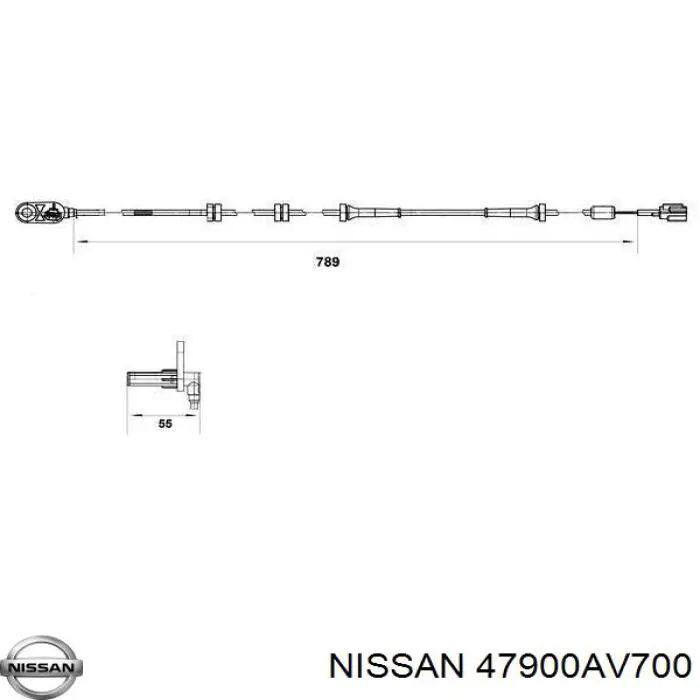 Sensor ABS, rueda trasera derecha para Nissan Primera (P12)