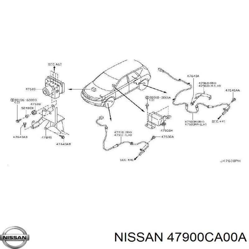 Sensor de freno, trasero derecho para Nissan Murano (Z50)
