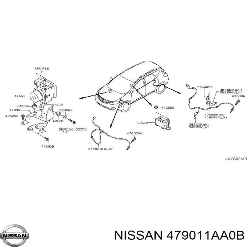 Sensor de freno, trasero izquierdo Nissan/Infiniti 479011AA0B precio, desde 38,36 EUR