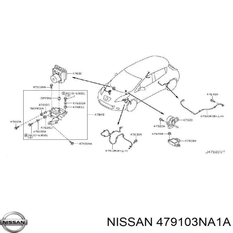 Sensor ABS, rueda delantera Nissan Leaf (ZE0E)