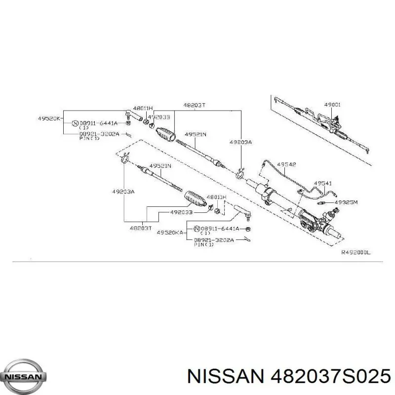 Comprar 482037S025 Nissan/Infiniti Plumero de dirección