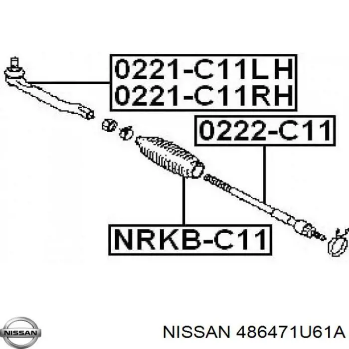 Comprar 486471U61A Nissan/Infiniti Rótula barra de acoplamiento exterior