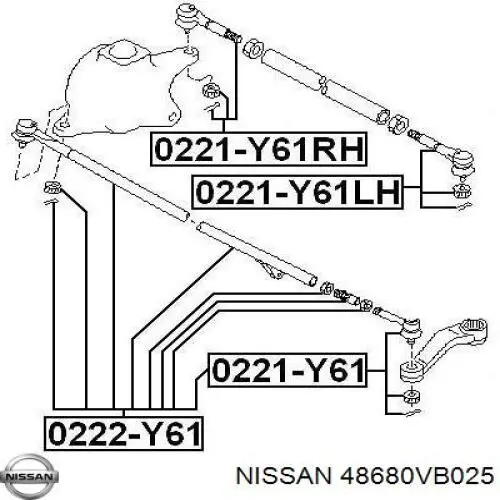 48680VB025 Nissan barra de acoplamiento completa