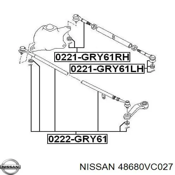 48680VC027 Nissan barra de acoplamiento delantera central