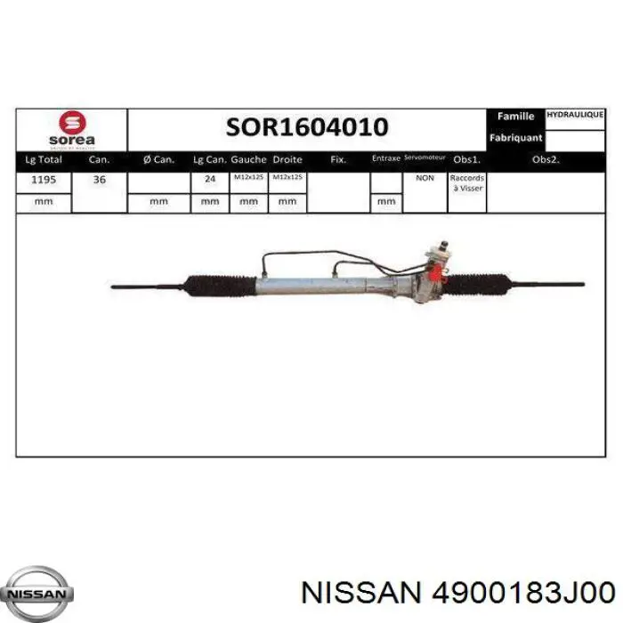 4900183J00 Nissan cremallera de dirección