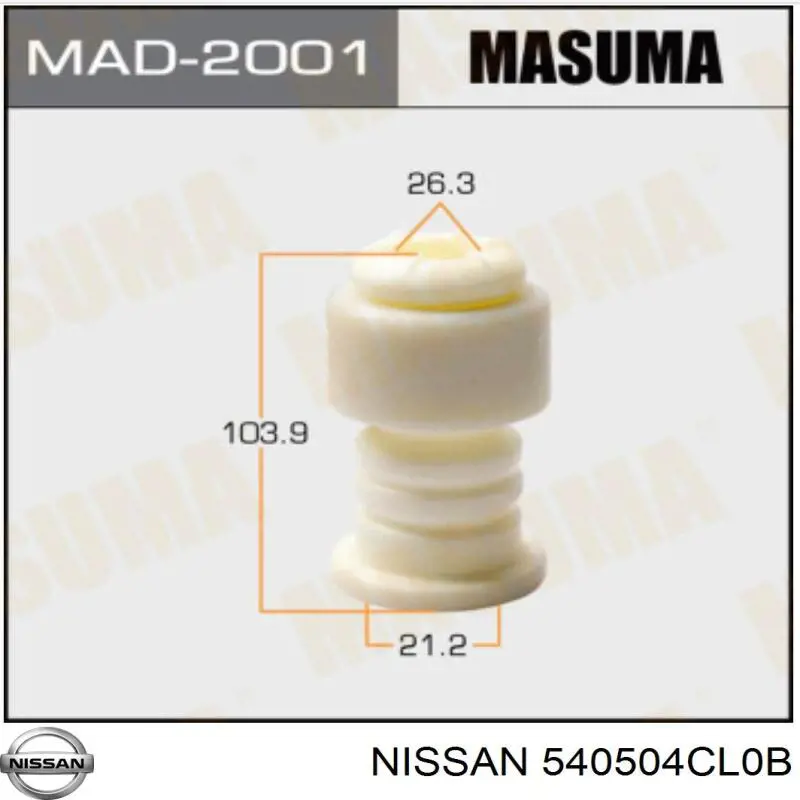 540504CL0A Nissan almohadilla de tope, suspensión delantera