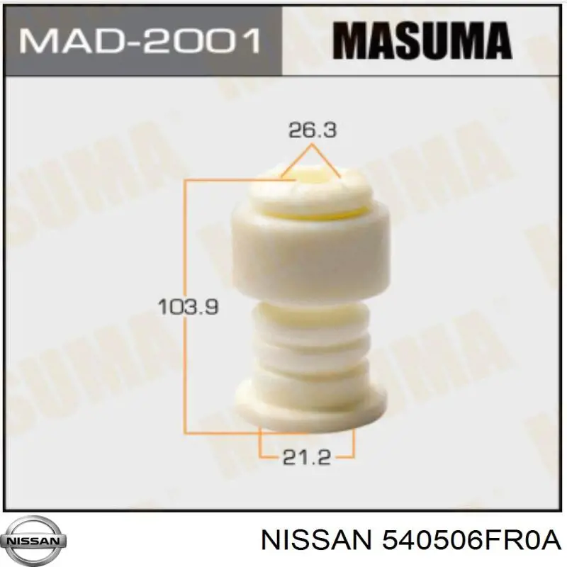 Comprar 540506FR0A Nissan/Infiniti Tope de amortiguador delantero
