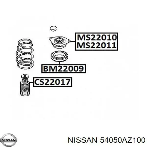 54050AZ100 Nissan tope de amortiguador delantero, suspensión + fuelle