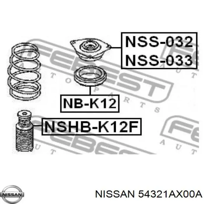 54321AX00A Nissan soporte amortiguador delantero izquierdo