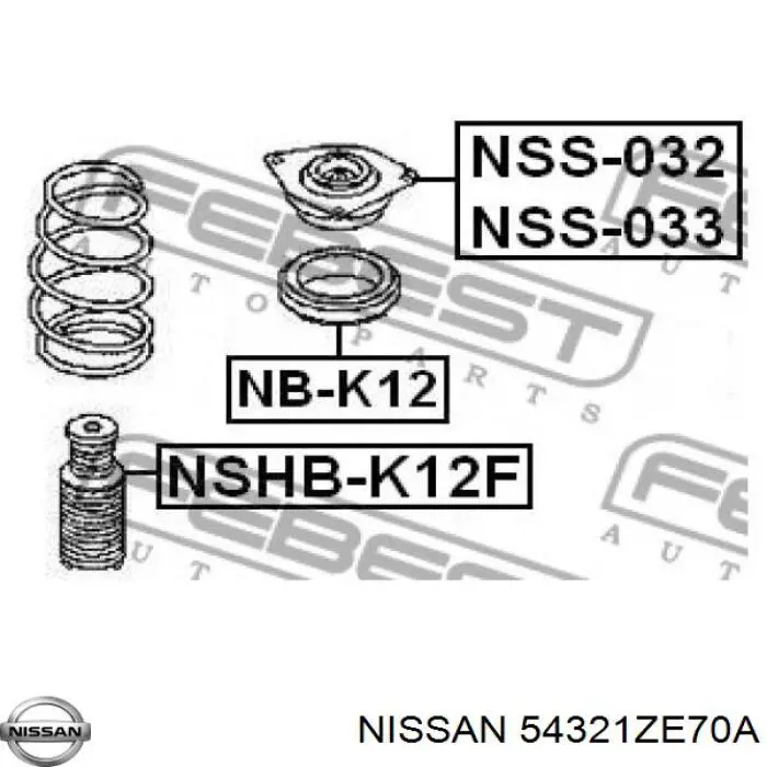 54321ZE70A Nissan soporte amortiguador delantero izquierdo